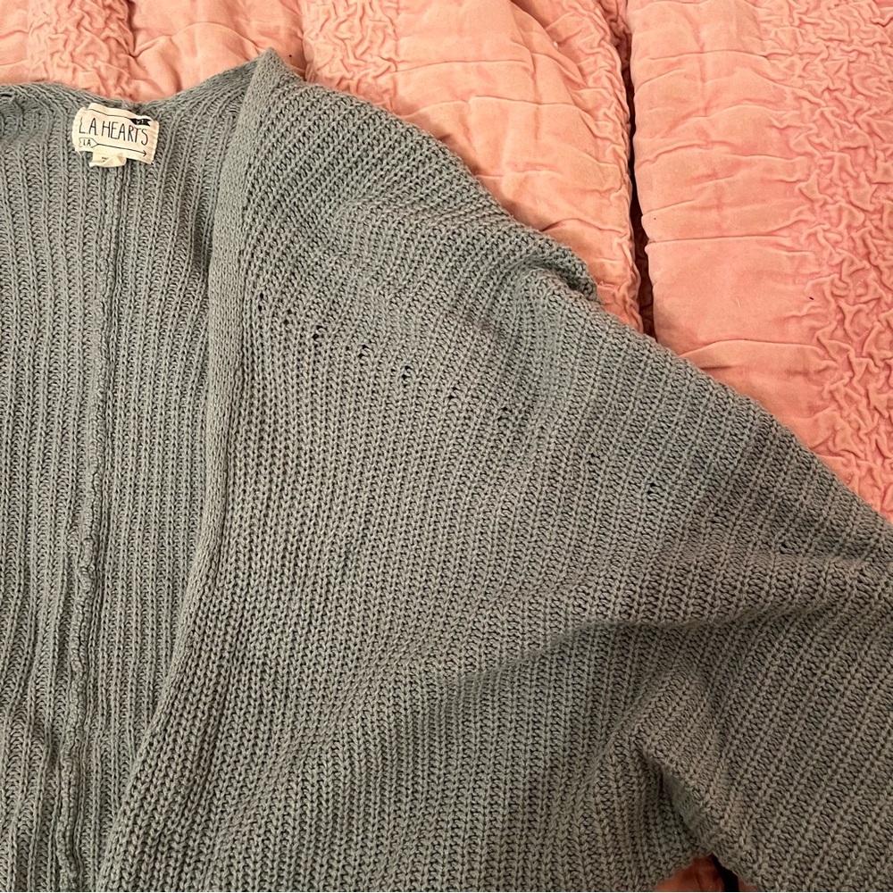 La Hearts Blue Gray Women's Cardigan - Picture 5 of 8